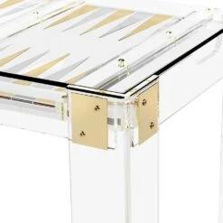 Pierre Acrylic Backgammon Table -France and So Furniture 165081 2 pierre acrylic brass silver backgammon game table