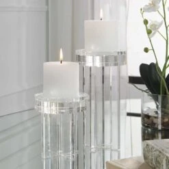 Crystal Pillar Candleholders - Set/2
