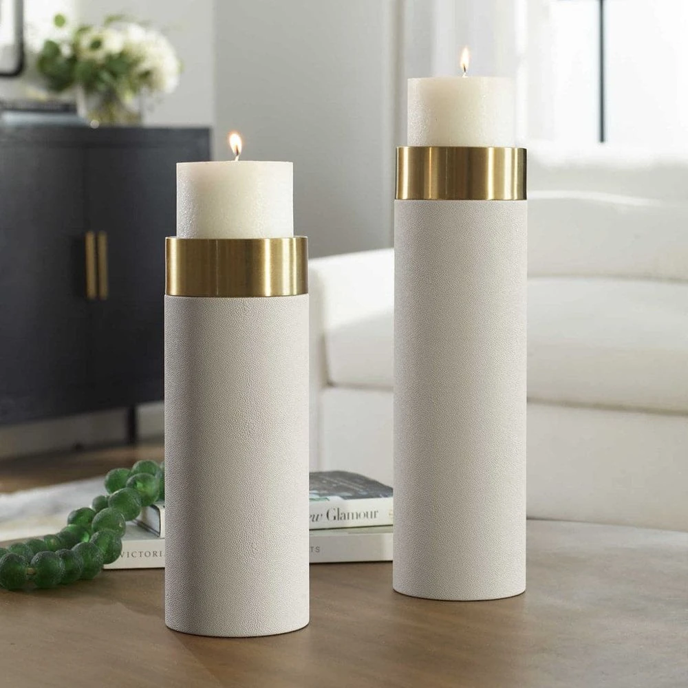 Wessex White Pillar Candleholders Set Of 2 1 Wessex White Pillar Candleholders Set Of 2