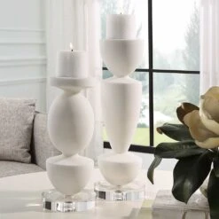 Lido White Stone Candleholders, Set/2 -France and So Furniture 18101 3
