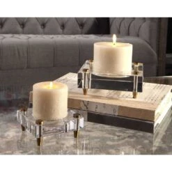 Claire Crystal Block Candleholders - S/2 -France and So Furniture 18643 3