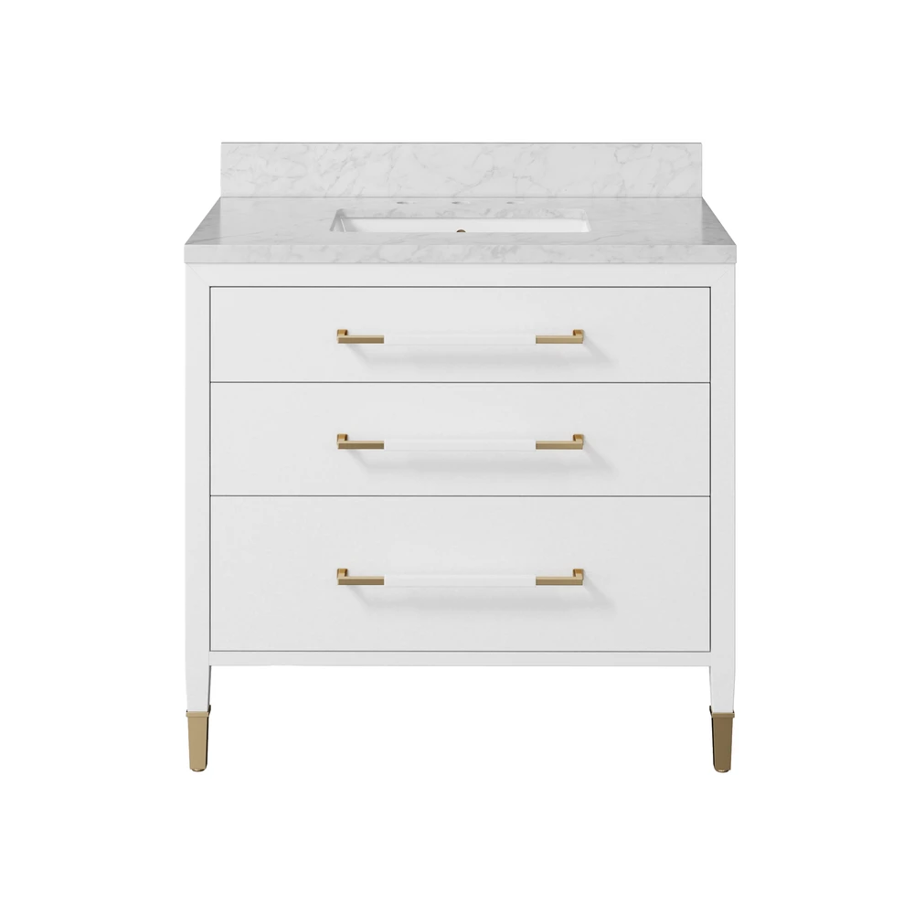 Verona 36" White Vanity With Rectangular Undermount Sink 5 Verona 36" White Vanity With Rectangular Undermount Sink - Image 5