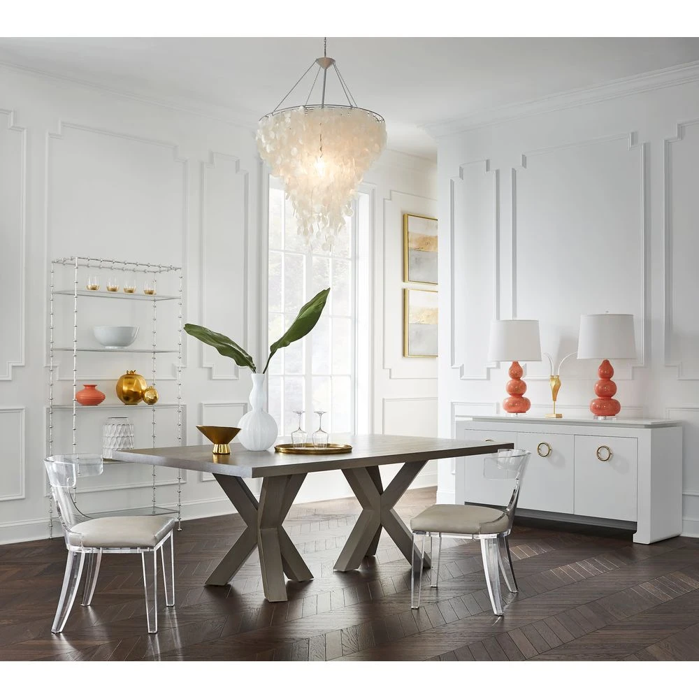 Duke - Acrylic Klismos Chair With White Linen Cushion 4 Duke - Acrylic Klismos Chair With White Linen Cushion - Image 4