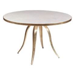Crystal Stone Round Dining Table - Gold