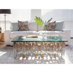 Cityscape Rectangular Cocktail Table - Stainless Steel -France and So Furniture 2041 945C ROM 4