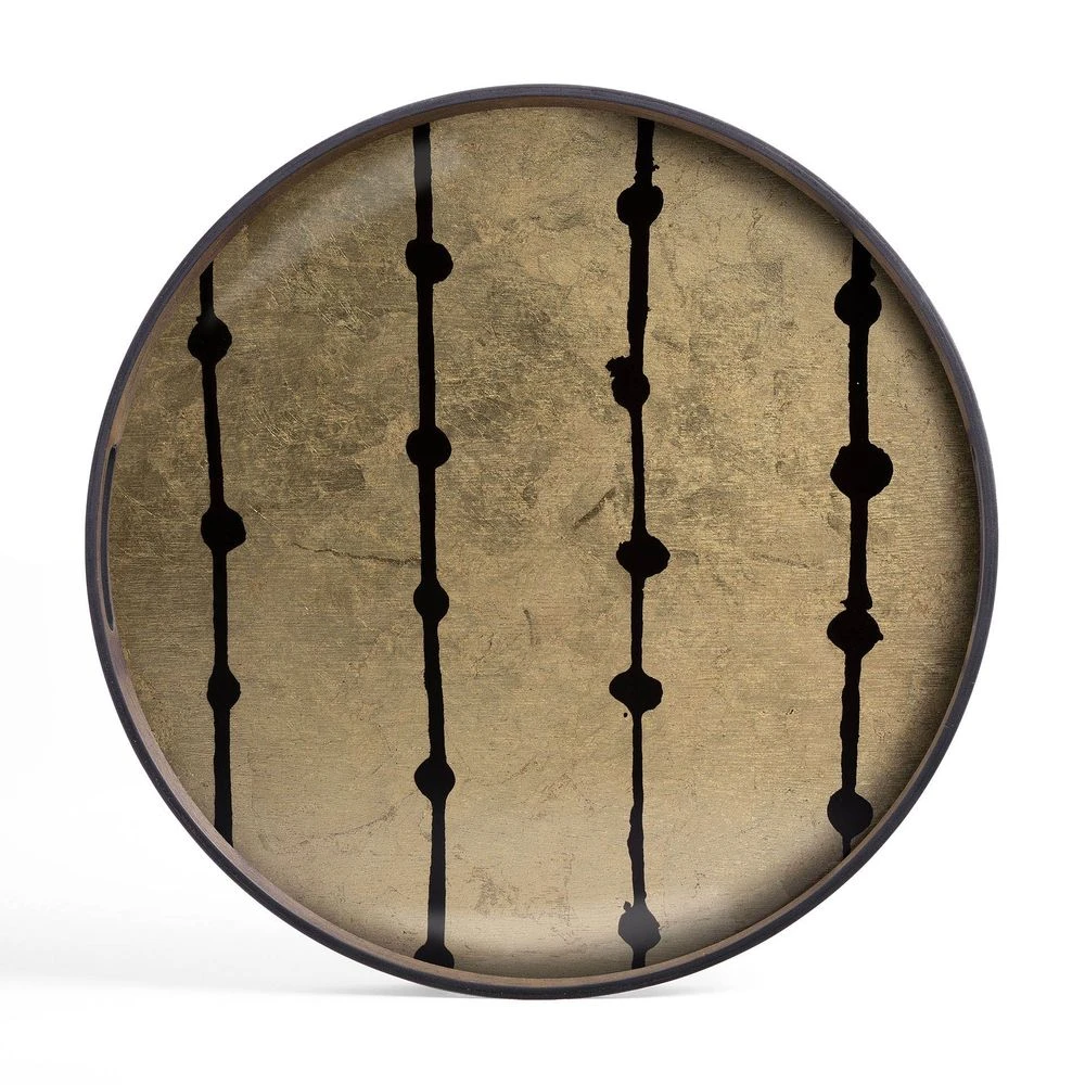 Gold Leaf Dots Glass Tray - Black 2 Gold Leaf Dots Glass Tray - Black - Image 2