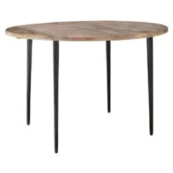 Farmhouse Bistro Table In Natural Wood With Iron
