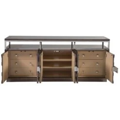 Viscount Media Console - Medium Brown -France and So Furniture 2212 907 STR OPEN