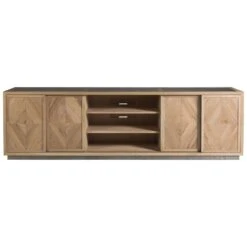 Verite Long Media Console - Light Oak -France and So Furniture 2240 908 OPEN 1