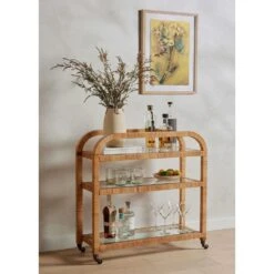Daphne Bar Cart - Wrapped Honey Rattan 16 Daphne Bar Cart - Wrapped Honey Rattan -France and So Furniture 224319 001 VIG 1