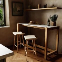 Ranger Bar & Counter Table - Honed White Marble -France and So Furniture 224598 001 ESS 1