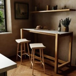 Ranger Bar & Counter Table - Honed White Marble -France and So Furniture 224598 001 HOV 1