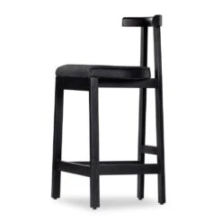 Evanna Counter Stool - Black Leather -France and So Furniture 225104 003 DET 1