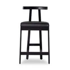 Evanna Counter Stool - Black Leather