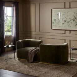 Deandra Tete A Tete Chaise - Surrey Olive -France and So Furniture 226579 004 ESS