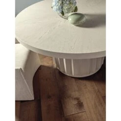 Sarto Round Dining Table - Antiqued White -France and So Furniture 2266 870C DETAIL