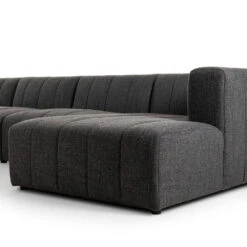 Log Channeled 5 Pc Sectional - RAF Chaise - Saxon Charcoal -France and So Furniture 227474 005 DET 1