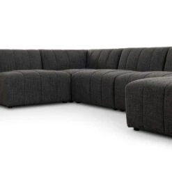 Log Channeled 5 Pc Sectional - RAF Chaise - Saxon Charcoal -France and So Furniture 227474 005 DET 2
