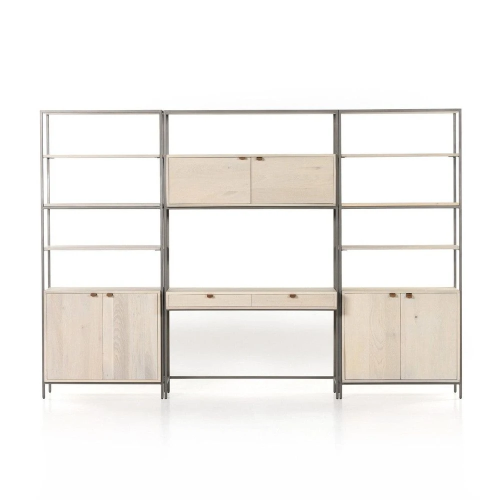 Troy Modular Wall Desk With 2 Bookcases - Dove Poplar 1 Troy Modular Wall Desk With 2 Bookcases - Dove Poplar