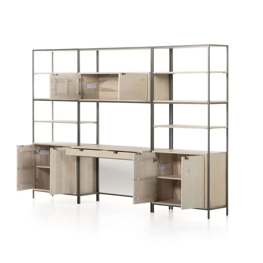 Troy Modular Wall Desk With 2 Bookcases - Dove Poplar 7 Troy Modular Wall Desk With 2 Bookcases - Dove Poplar - Image 7