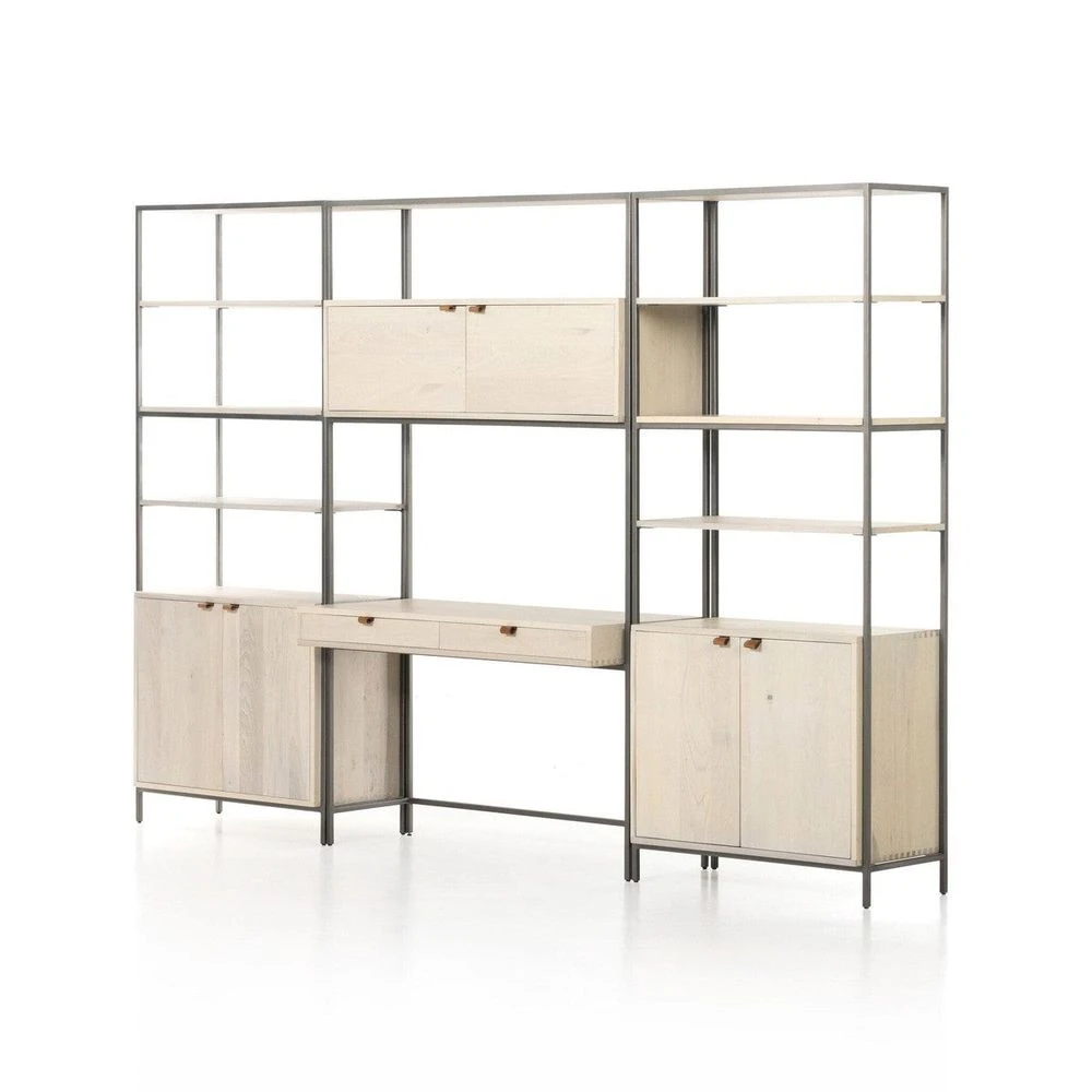 Troy Modular Wall Desk With 2 Bookcases - Dove Poplar 2 Troy Modular Wall Desk With 2 Bookcases - Dove Poplar - Image 2