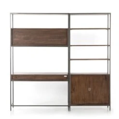Troy Modular Wall Desk With 1 Bookcase - Auburn Poplar -France and So Furniture 228709 001 BCK 1