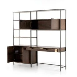 Troy Modular Wall Desk With 1 Bookcase - Auburn Poplar -France and So Furniture 228709 001 OPN 1
