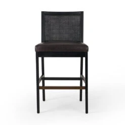 Thayer Cane Armless Bar + Counter Stool - Bar - Brushed Ebony - Sonoma Black