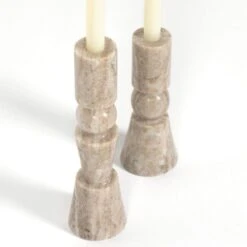 Rose Taper Candlesticks - Creamy Taupe Marble Solid -France and So Furniture 229702 006 DET 1