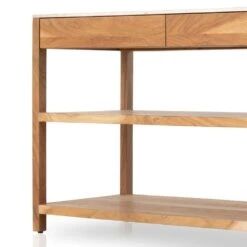 Amity Small Kitchen Island - Smoked Acacia -France and So Furniture 230259 001 DET 1