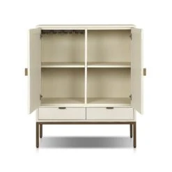 Cressida Bar Cabinet - Ivory Painted Linen -France and So Furniture 230794 003 OPN 1