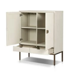 Cressida Bar Cabinet - Ivory Painted Linen -France and So Furniture 230794 003 OPN 2