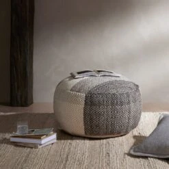 Langley Floor Cushion - Brown, Cream -France and So Furniture 231401 001 HOV 1