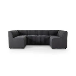 Alexander Dining Banquette, U Shape - 106" - Fiqa Boucle Charcoal