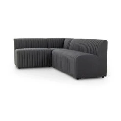 Alexander Dining Banquette, L-Shape - 100" - Fiqa Boucle Charcoal -France and So Furniture 231702 003 DET 1