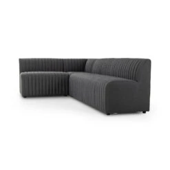 Alexander Dining Banquette, L-Shape - 110" - Fiqa Boucle Charcoal -France and So Furniture 231704 003 DET 1