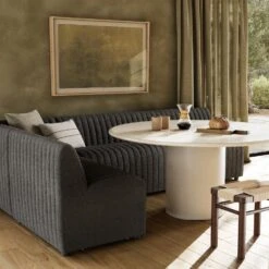 Alexander Dining Banquette, L-Shape - 110" - Fiqa Boucle Charcoal -France and So Furniture 231704 003 ESS 1