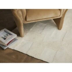 Quilted Shearling Rug - Cream Shorn Sheepskin -France and So Furniture 232263 005 HOV 1