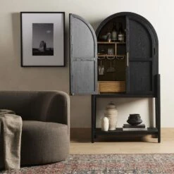 Benson Bar Cabinet - Drifted Matte Black -France and So Furniture 234848 001 ESS 2