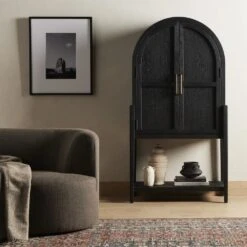 Benson Bar Cabinet - Drifted Matte Black -France and So Furniture 234848 001 HOV 1