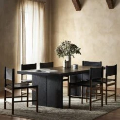 Harvey Dining Table - Worn Black Oak -France and So Furniture 235116 003 ESS 1