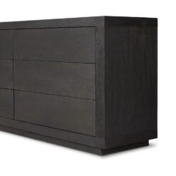 Harvey 6 Drawer Dresser - Worn Black Oak Veneer -France and So Furniture 235361 003 DET 1