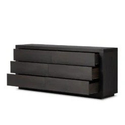 Harvey 6 Drawer Dresser - Worn Black Oak Veneer -France and So Furniture 235361 003 OPN 1