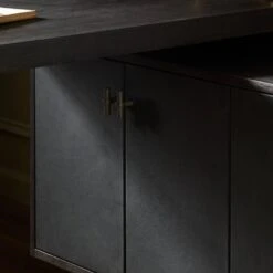 Posada L-Shaped Desk - Worn Black Oak Veneer -France and So Furniture 237442 002 DET 9