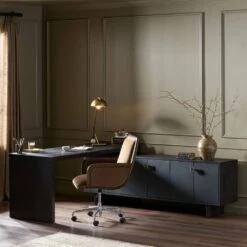 Posada L-Shaped Desk - Worn Black Oak Veneer -France and So Furniture 237442 002 ESS