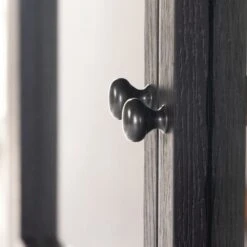 Veneto Panel And Glass Door Double Cabinet - Drifted Matte Black -France and So Furniture 237536 001 DET 4