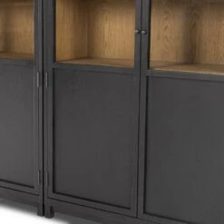 Veneto Panel And Glass Door Double Cabinet - Drifted Matte Black -France and So Furniture 237536 001 DET 6
