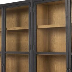 Veneto Panel And Glass Door Double Cabinet - Drifted Matte Black -France and So Furniture 237536 001 DET 7