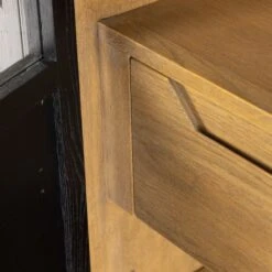 Veneto Panel And Glass Door Double Cabinet - Drifted Matte Black -France and So Furniture 237536 001 DET 9