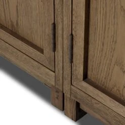 Veneto Panel And Glass Door Double Cabinet - Drifted Oak Solid -France and So Furniture 237536 002 DET 10